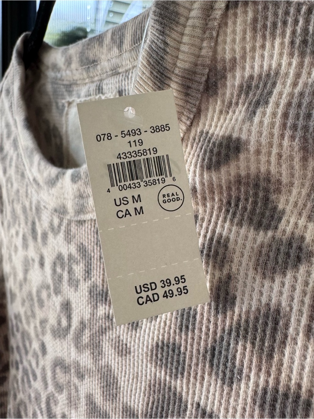 Aerie Essential Crew Leopard-Print Layering Longsleeve T-shirt Cozy Cotton-blend - Picture 6 of 9